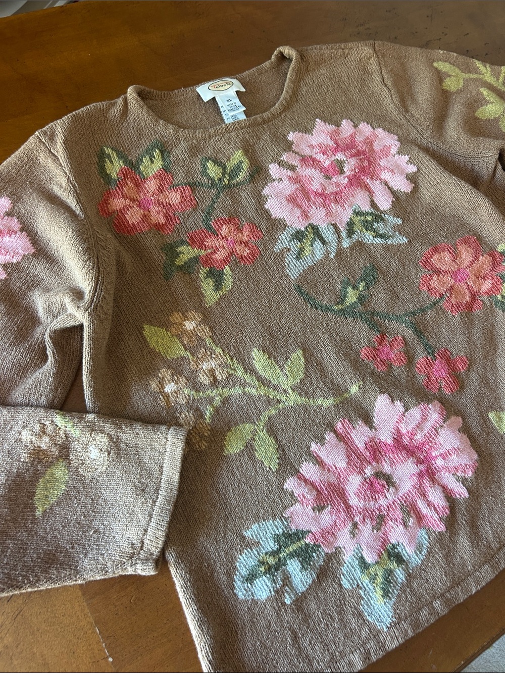 Vintage Talbots Taupe Floral Pullover sweater